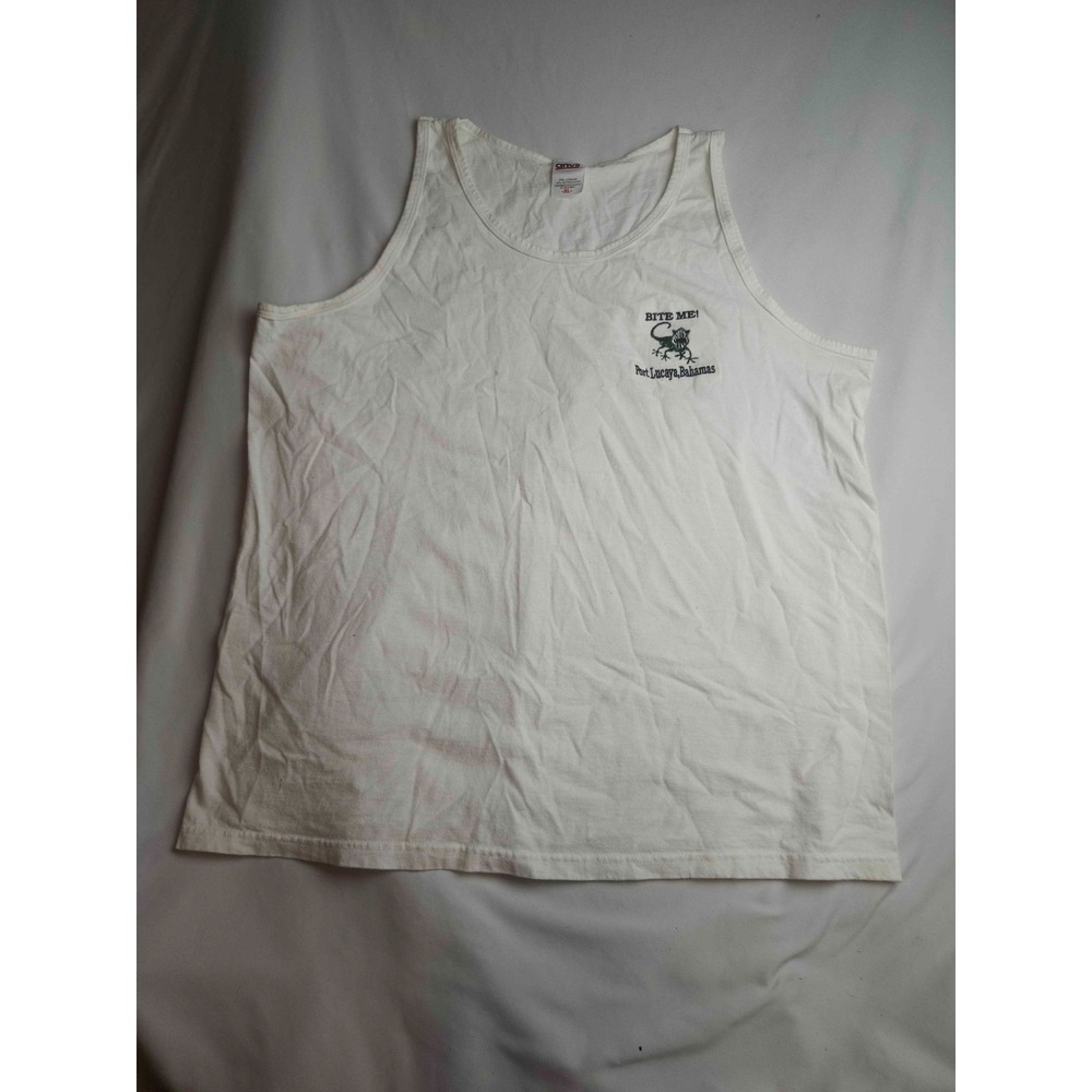 Port Lucaya Bahamas Tank Top Mens Size XL White Lizard Print Anvil Summer Beach